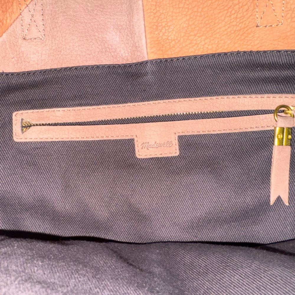 Madewell Geometric Leather Tote - Tan and Cream - Picture 3 of 4